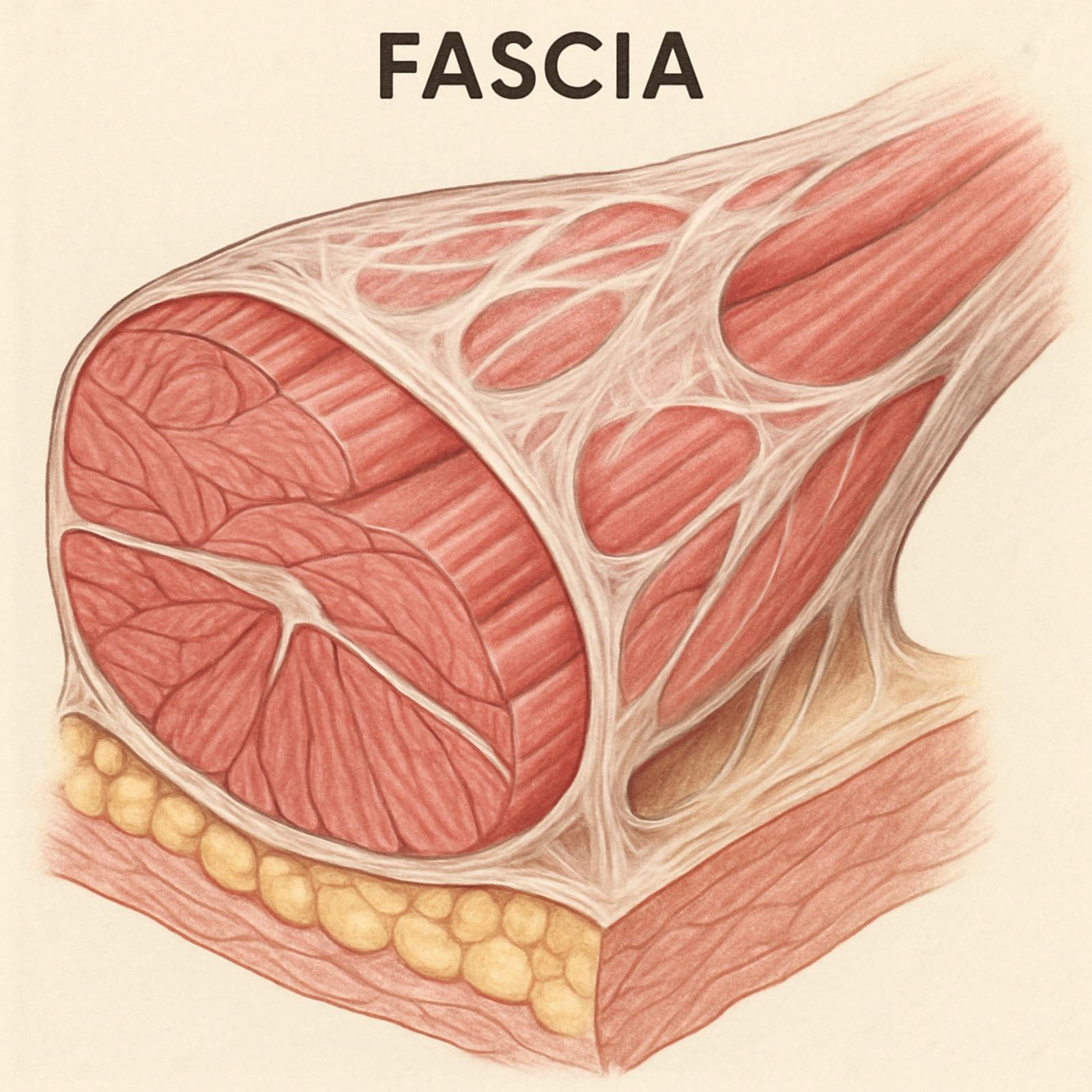 Illustration eines Muskelbündels mit dem umhüllenden Fasziennetz